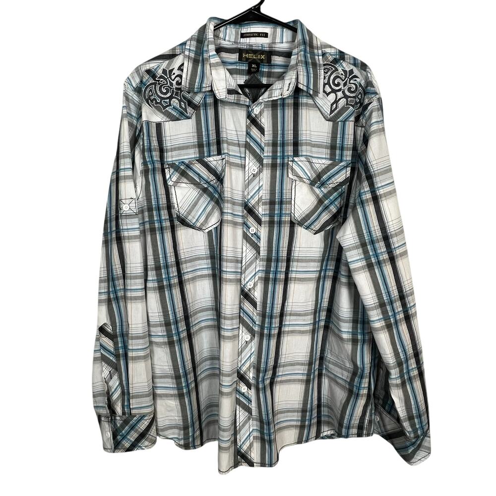 Helix athletic fit XL embroidered button up shirt